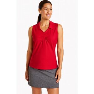 Athleta Sleeveless Collared Performance Golf Polo Shirt in Red Berry Top XL
